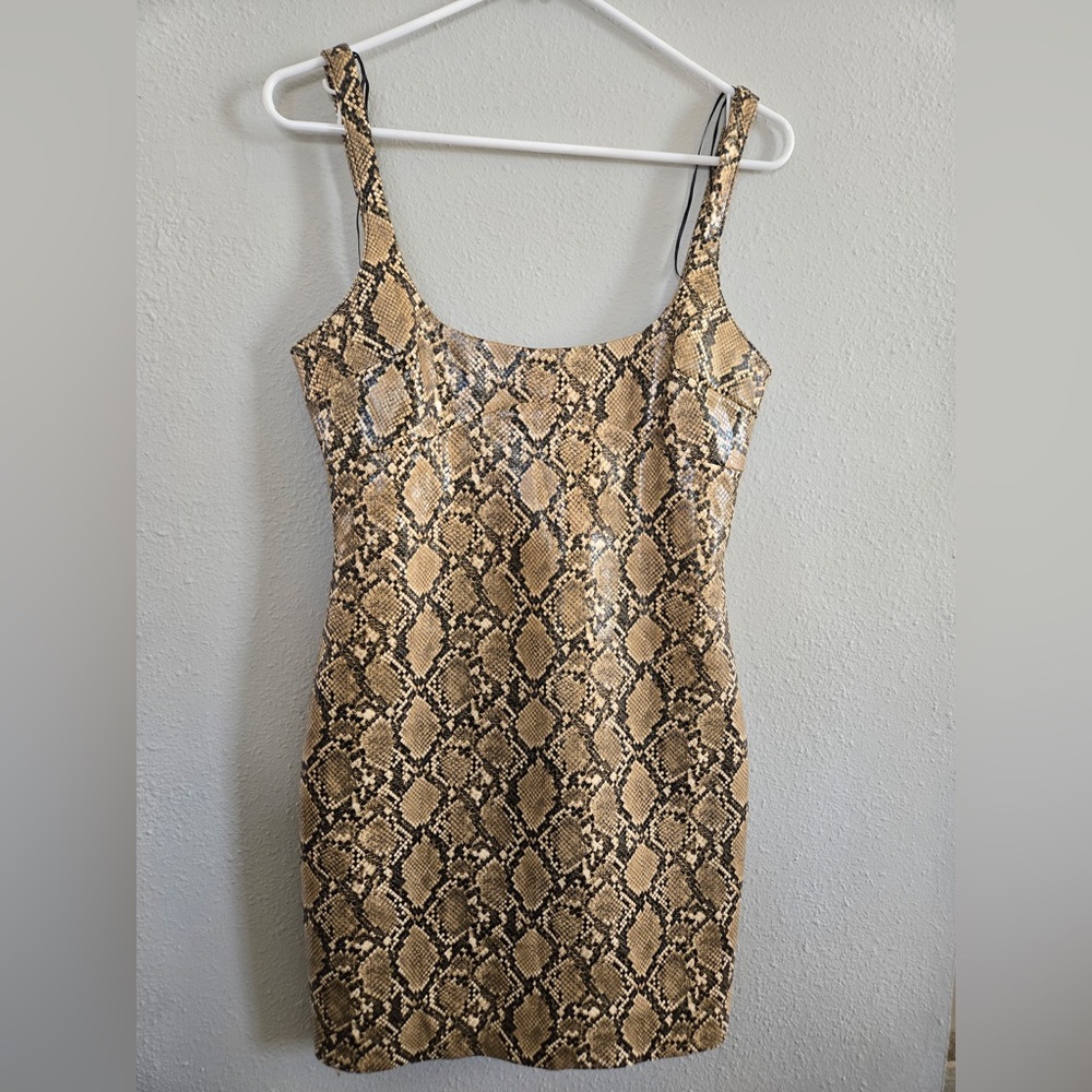 Zara Beige and Black Snakeskin Dress